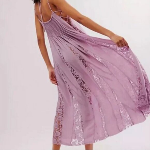 Free People Hailee Maxi Pink Slip Dress size M - Picture 1 of 9